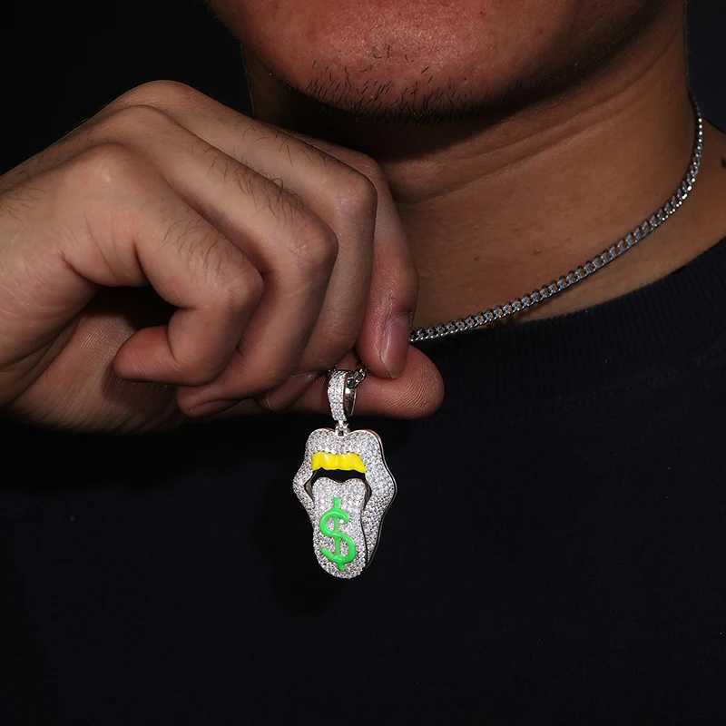 High Quality Tongue Luminous Style Pendant S925 Moissanite Pendant Necklace Rope Chain For Men Hip Hop Jewelry Nightclub Gift X250224