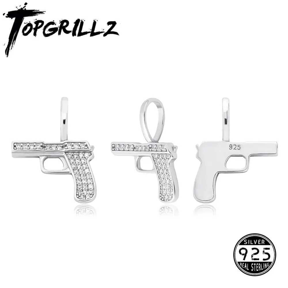 TOPGRILLZ 925 sterling silver new gun pendant high-quality d cubic zirconia pendant hip-hop fashion exquisite jewelry gift X250224