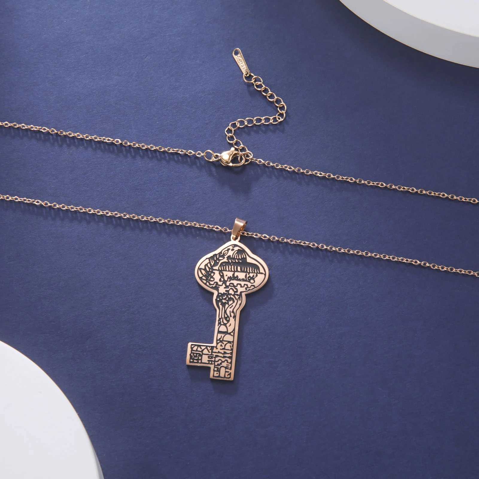 Cazador Vintage Arabic Islamic Key Pendant Necklace for Wen Men Stainless Steel Chain on Neck Jewelry s Mother Gift X250224