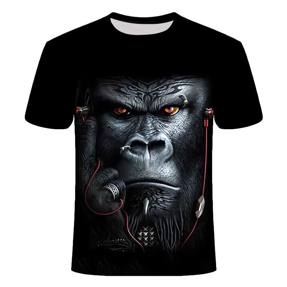 New Mens T-Shirt Fashion 3D Monkey Printed T-Shirts for Men Summer Casual Round Neck Tops Short Sleeve Oversized Funny T Shirt W250224