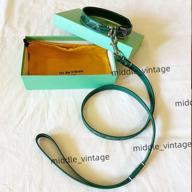 Cat Designer Leash High-end Top-grade Cowhide Pet Collar Large Medium And Small Dog Fashion Collar Set Gift Box