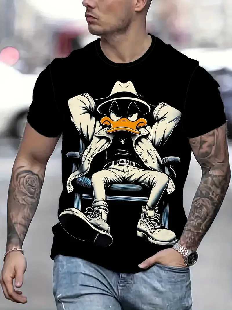 Funny Mens T Shirt Cartoon Duck Print Summer Casual Short Sleeve Pullover Fashion T-shirts Outdoor Male Overszied Clothing W250224