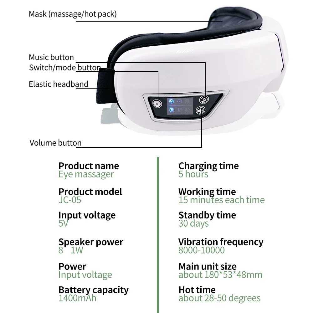 6D Smart Vibration Airbag Compress Eye Massager Eye Care Instrument Bluetooth Music Eye Massage Glasses Eye Relax Fatigue PouchXJ250224
