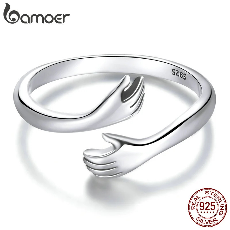 925 Sterling Silver Hug Warmth and Love Hand Adjustable Ring for Women Party Jewelry His Big Loving Hugs Ring 3 Colors 250218