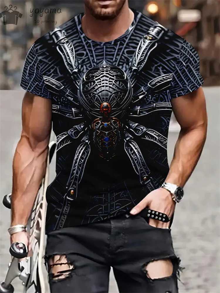 2024 Summer 3d Print Spider Pattern Mens Clothing Street Fashion Trends T-Shirts For Men Oversized T-Shirt Short Sleeve Tee Top W250224