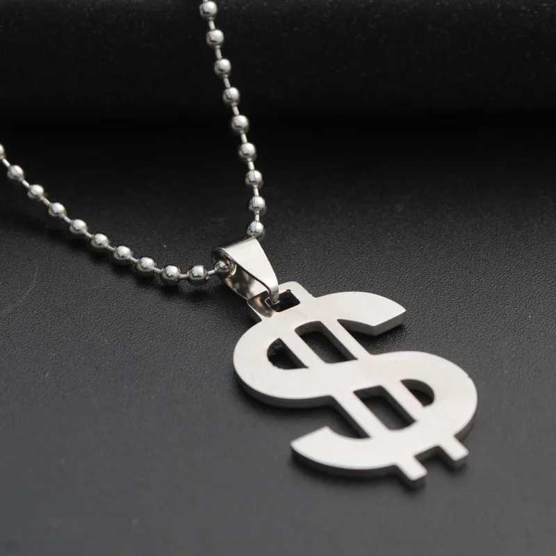 Stainless steel necklace dollar sign currency style pendant necklace fashionable used as a gift for girls at jewelry parties X250224