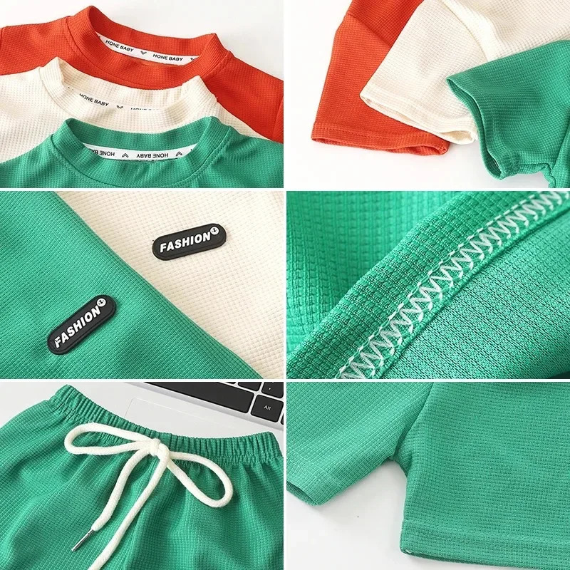 Summer Children Boys Girl Clothing Sets Kids Cartoon T-Shirt Shorts 2Pcs/Set Toddler Leisure Sport Suits Baby Cotton Tracksuits 250224