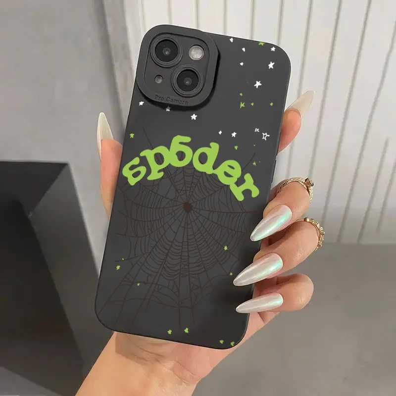 Super Cool Spider Web English Phone Case For iPhone 16 15 14 13 12 11 Pro Max XR XS MAX 7 8 Plus Y2K Silicone Rubber Back Cover X250224