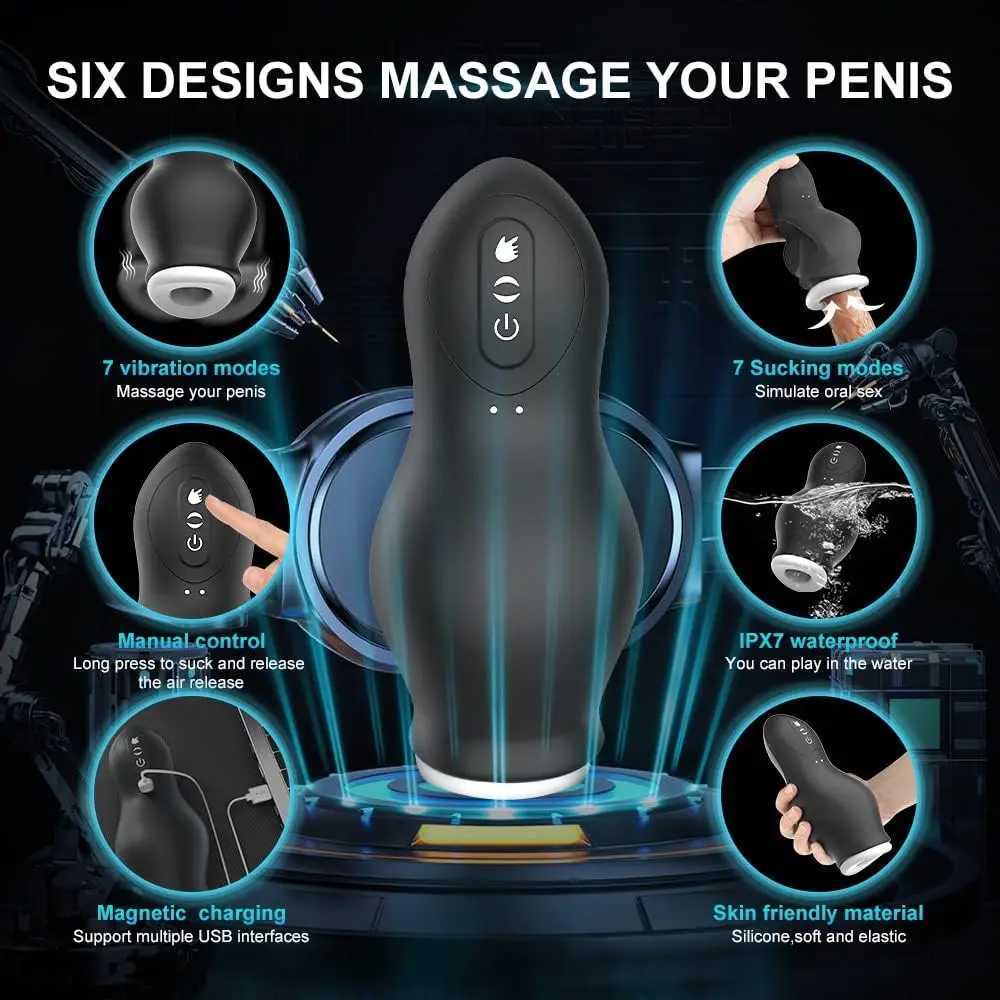 Automatic Male Masturbator Vagina Pussy Sucking Vibration Massager Real Penis Blowjob Masturbation Cup Adult Sex Toys For Men18W250224
