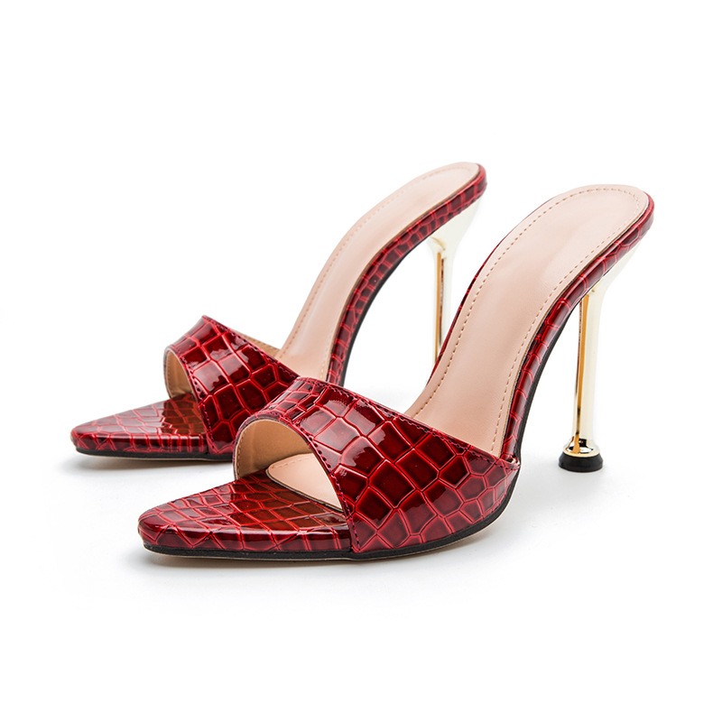 Elegant Super High Heeled Shoes for Ladies - Snakeskin Textured Pumps