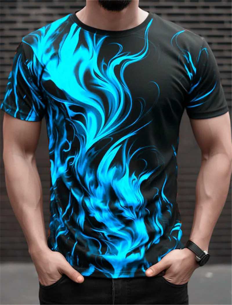 Fashion Mens Trend T-Shirts Short Sleeve Flame Series 3d Printed Street T Shirt 6XL Plus Size O-Neck Casual Tops W250224