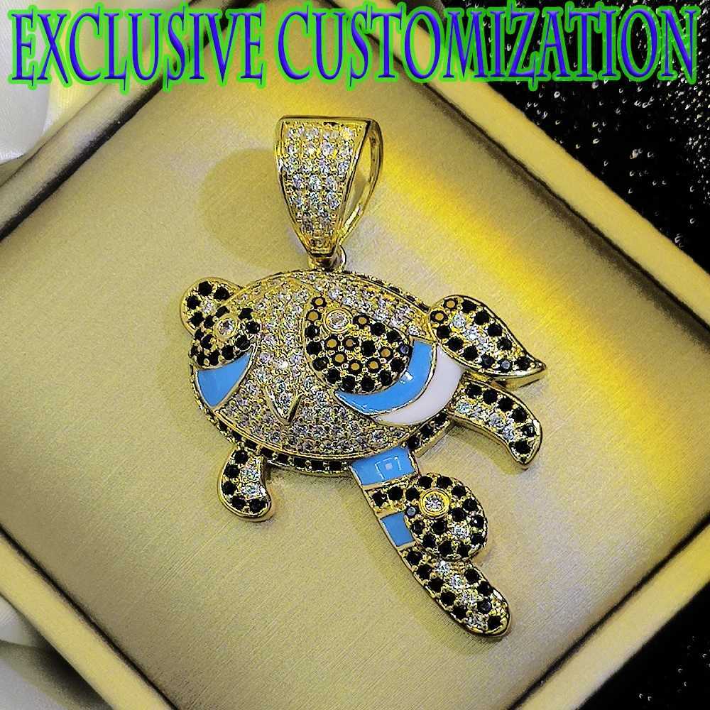 Fashion Graffiti New Design Hip Hop Necklace Diamond Inlaid Anime Character Pendant 18K Gold Plated Trendy Boutique X250224