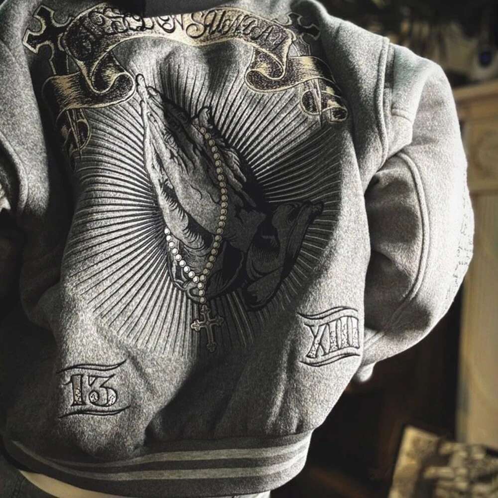 Trendy Heavy Embroidered Baseball American High Street Fashion Y2k Unisex Loose Retro Casual Hip-Hop Jacket Men