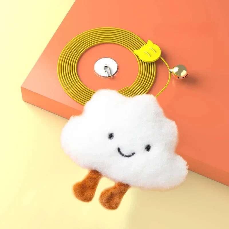 Long Rope Accessories Pet Kitten Cat Toy Swing Sticky Disc Elastic with Bell Hanging Door Teasing