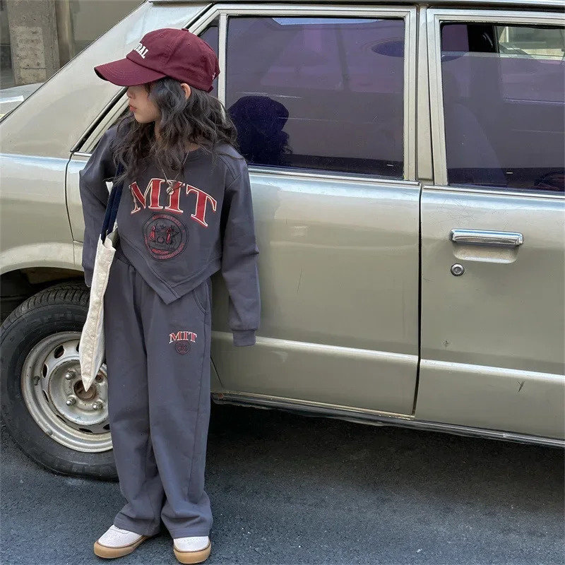 Children Clothing Suit for Girls Teen Spring Sweater Sports 2Pcs Sets Irregular Child Loungewear Kids Tracksuits 250224