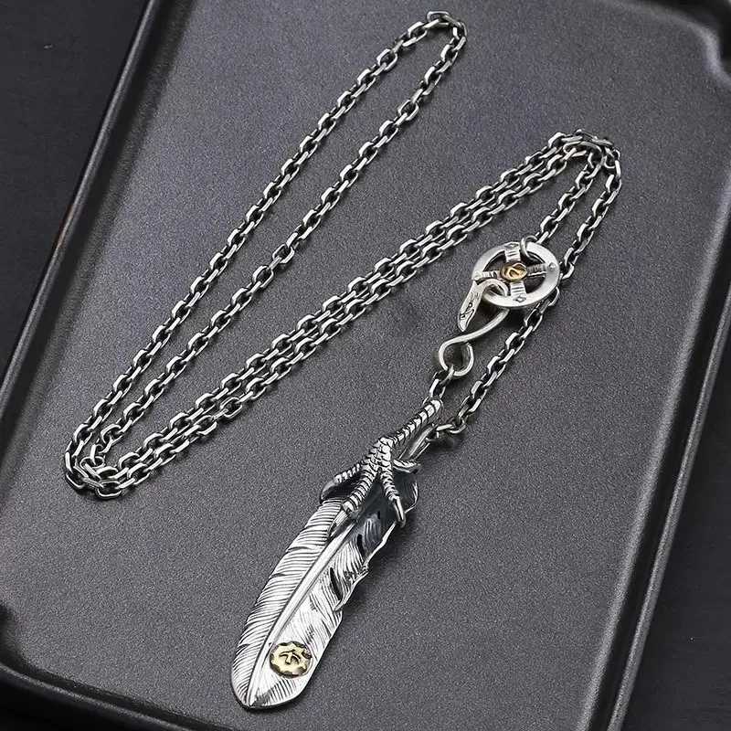 Design Claw Feather Pendant 925 Silver Necklace Hip Hop Style Couple Sweater Chain Exquisite Jewelry Accessories X250224