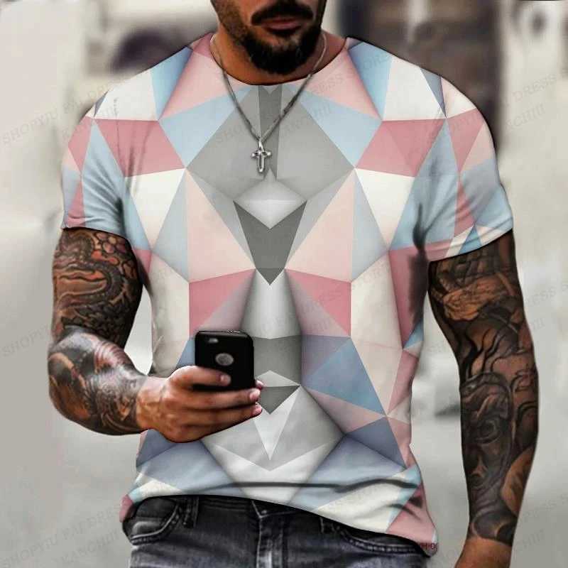 Diamond 3D Printed T-shirt Men Fashion Short Sleeve Shirt Outdoors Round Neck Shirt Oversized Tops Tees Stereoscopic Clothing W250224