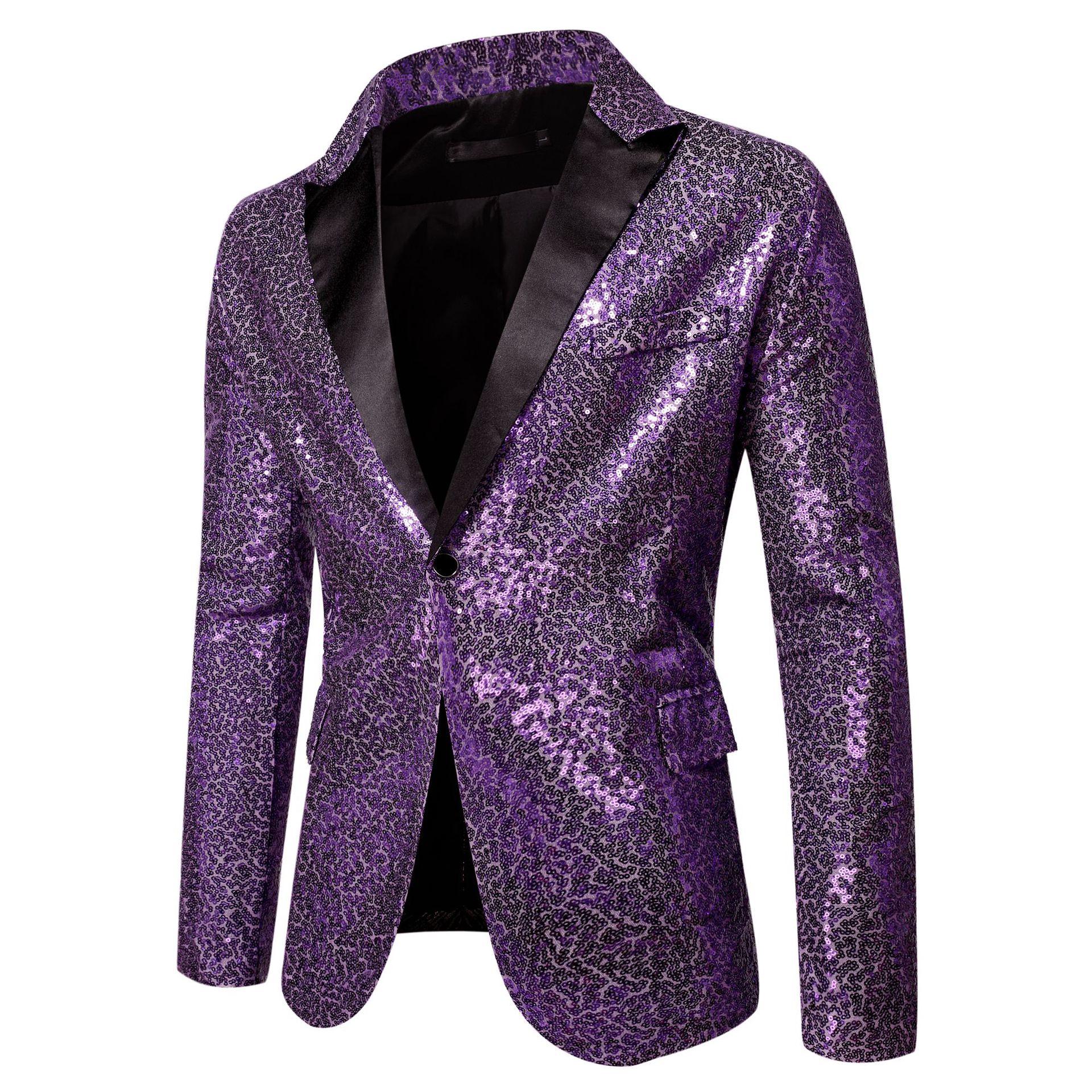 K896 Two-Color Sequin Small Suit - Large Size Men's Stage Performance Costume for Singers