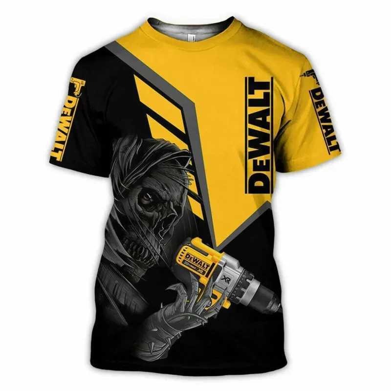 Impact Drill Chainsaw Machine Mechanical 3D Printing Mens Short Sleeved Comfortable And Breathable T-Shirt Daily Street Trend W250224