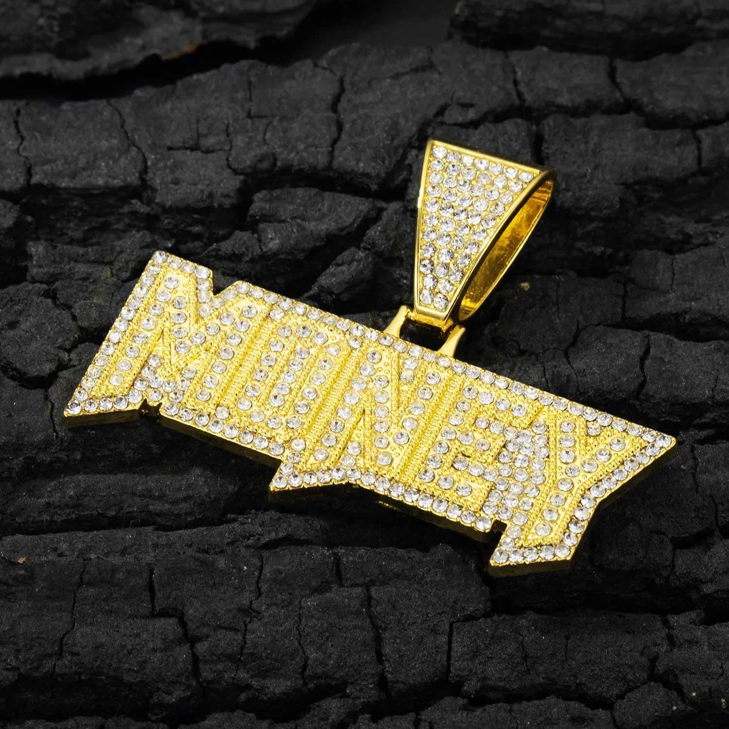 d out big chain with alloy and rhinestone hip hop MONEY letter pendant necklace X250224