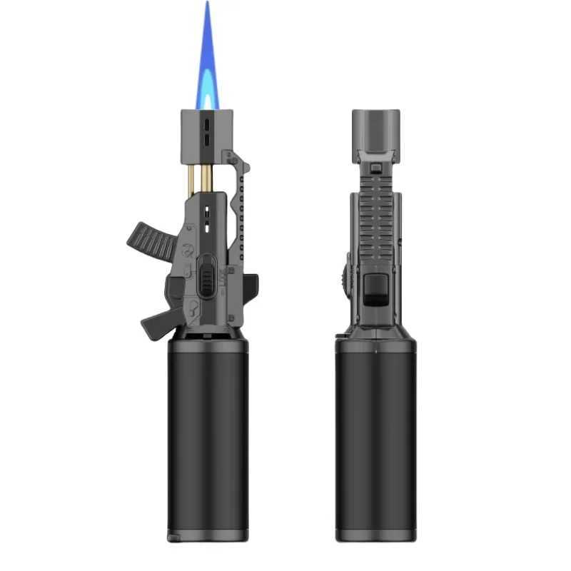 New Style Direct-Flush Blue Flame Torch Lighter Windproof Gun Lighter Butane Inflatable Lighters Home Tool Adventure LightersT250224