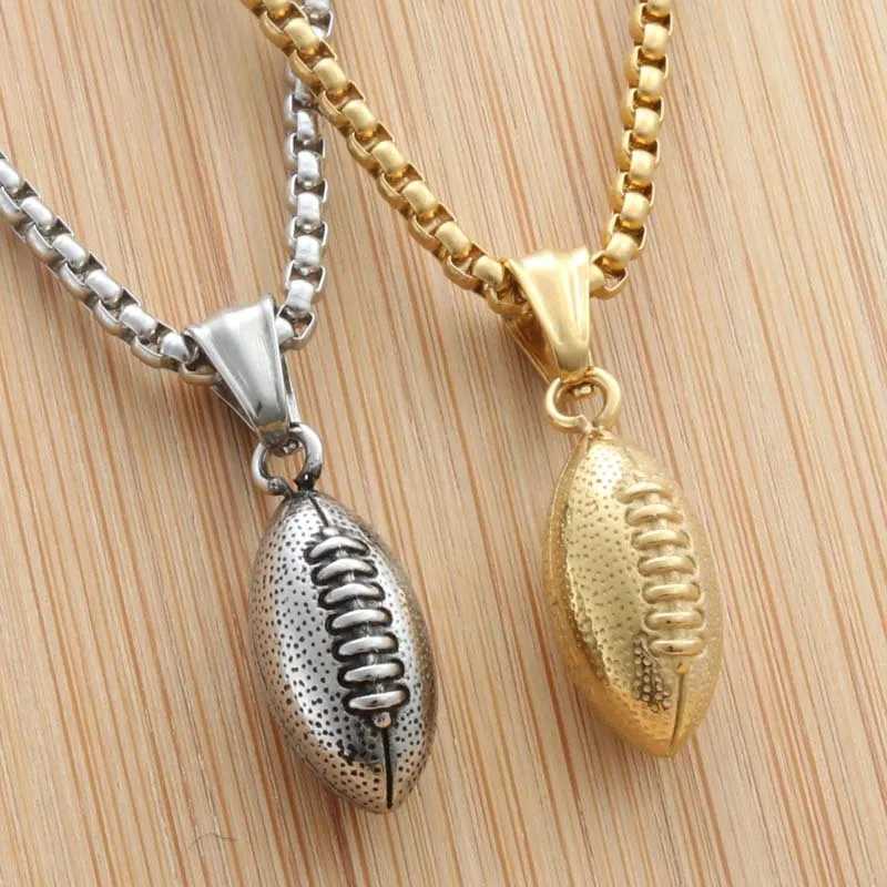 Simple Sports Ball Rugby Long Chain Pendant Necklaces For Men Necklaces For Women Creative Gift Jewelry Making Craft X250224
