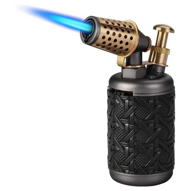 Torch lighter refillable butane cool luxury vintage isqueiro adjustable Blue Jet Flame Cooking cigar lighters no gas includedT250224