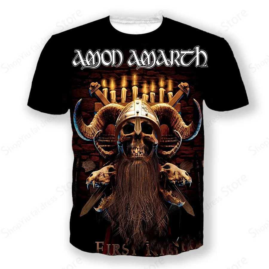 Men Graphic T-shirt Metal Amon Amarth 3d Print Tshirt Men Women Fashion Short Sleeve T-shirt Hip Hop Tops Tees Rock Band T shirt W250224