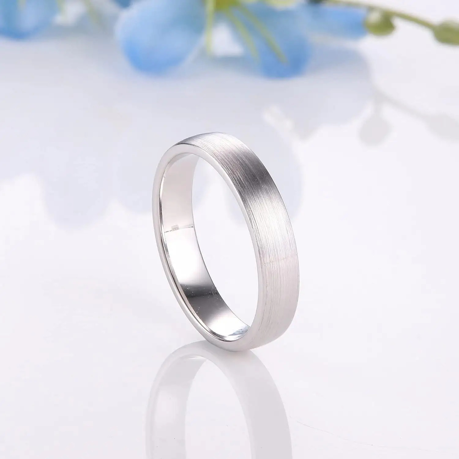 Fansilver Wedding Bands 925 Sterling Silver Ring for Men Silver Dome Brushed Matte Wedding Engagement Band Basic Rings Size 5-11 250218
