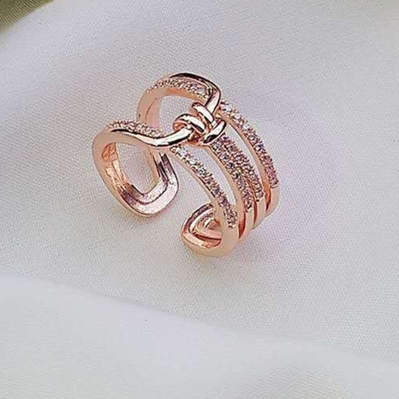 New Cool Style Plain Open for Women with Adjustable Zircon Inlay Design, Light Luxury Ring
