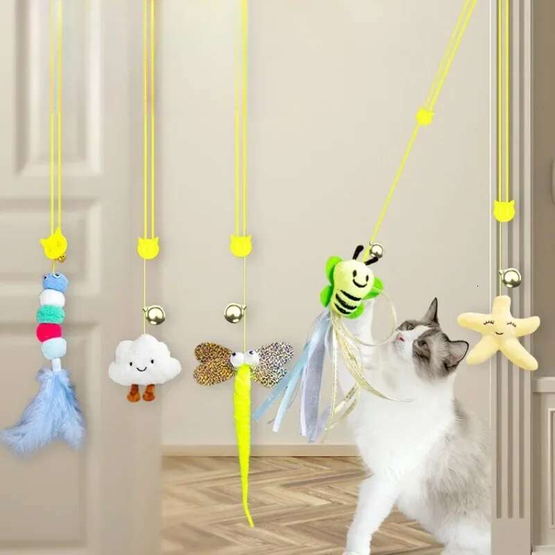 Long Rope Accessories Pet Kitten Cat Toy Swing Sticky Disc Elastic with Bell Hanging Door Teasing
