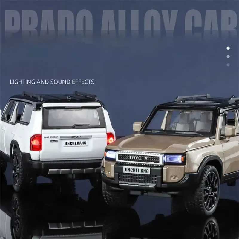 1/32 2024 Prado Land Cruiser Alloy Die Casting Metal Off road Model Car Sound and Light Childrens Toy Gift Free shipping
