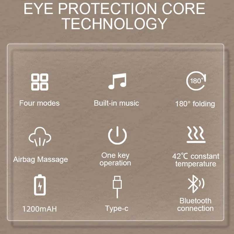 Intelligent Visual Eye Massage Vibration Bluetooth Eye Massager Heating Facial Massager Machine EyeMask Massager Electric MassageXJ250224