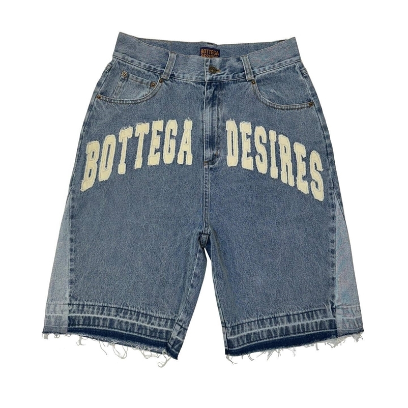Y2K trend Harajuku Gothic hip-hop retro burr cross embroidery black baggy high waist denim shorts mens jeans 250222