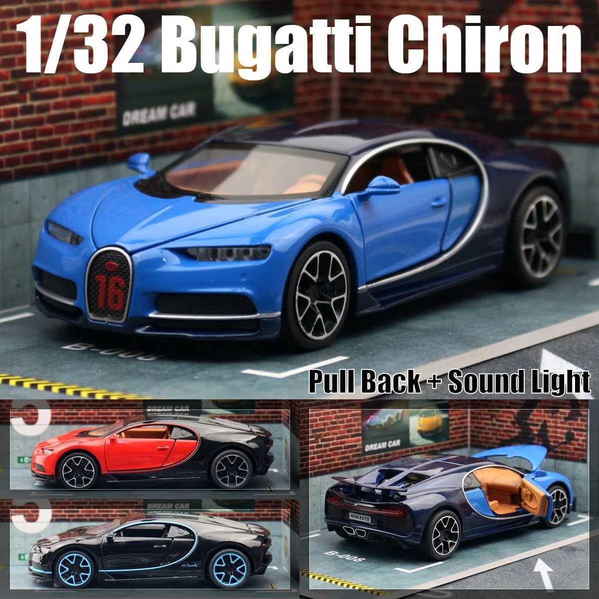 Bugatti Kailong Childrens Car Toy 1/32 Diecast Super Sport Miniature Model Pull Back Sound Light Collection Gift for Boys Free shipping