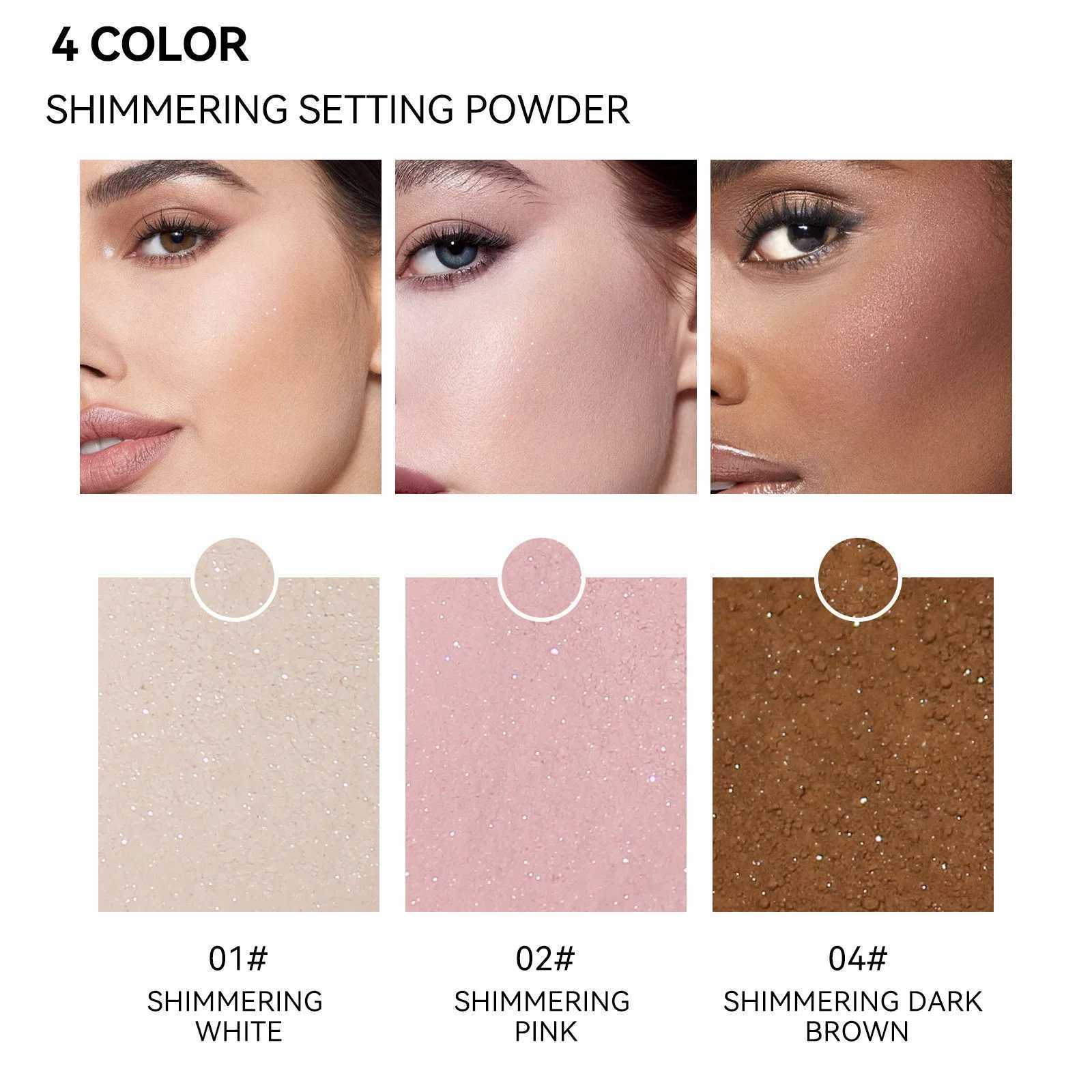 Pink Glitter Setting Powder 4 Color Long Lasting Oil Control Pearlescent Natural Face Matte Shimmer Loose Powder Makeup CosmeticXJ250224
