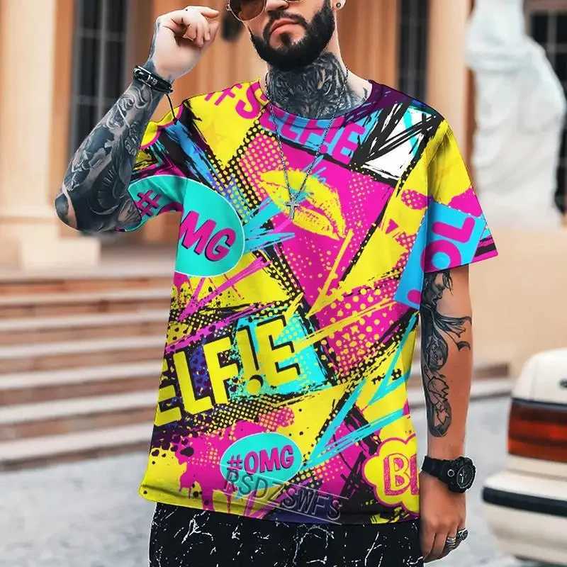 Fashion Hip-hop Graffiti 3d Printed T Shirt Mens Trend Short Sleeve Summer O Neck Streetwear T-shirt Colorful Loose Casual Tees W250224