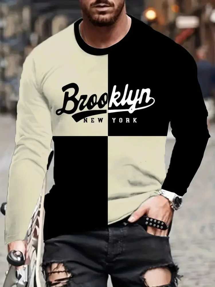 Colorful Starry Sky 3D Printed Mens Crewneck Long Sleeve Urban Street Fashion Trend Mens T-shirt Loose Casual Mens Shirt W250224