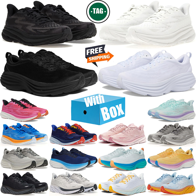 Free Shipping With Box Designer Clifton bondi one 8 9 sneakers Running shoes trainers for mens womens black white pink Outdoor men women Sports runners top