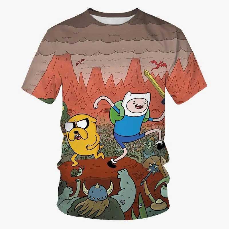 Summer New Classic Cartoon Animation 3D Printing Mens Fashion T-shirt Personality Hip-hop Funny Casual Women Kids T-shirt Tops W250224