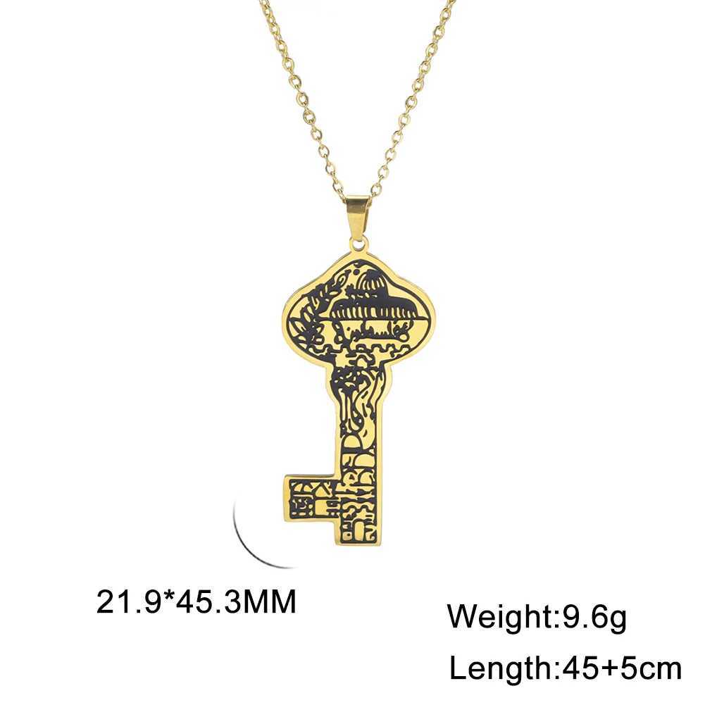 Cazador Vintage Arabic Islamic Key Pendant Necklace for Wen Men Stainless Steel Chain on Neck Jewelry s Mother Gift X250224