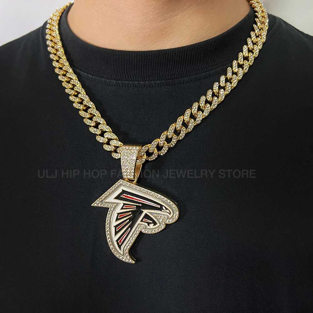 J Hip Hop Hound Pendant Football Chain Necklace with Cuban d out Sparkling Cool Jewelry X250224