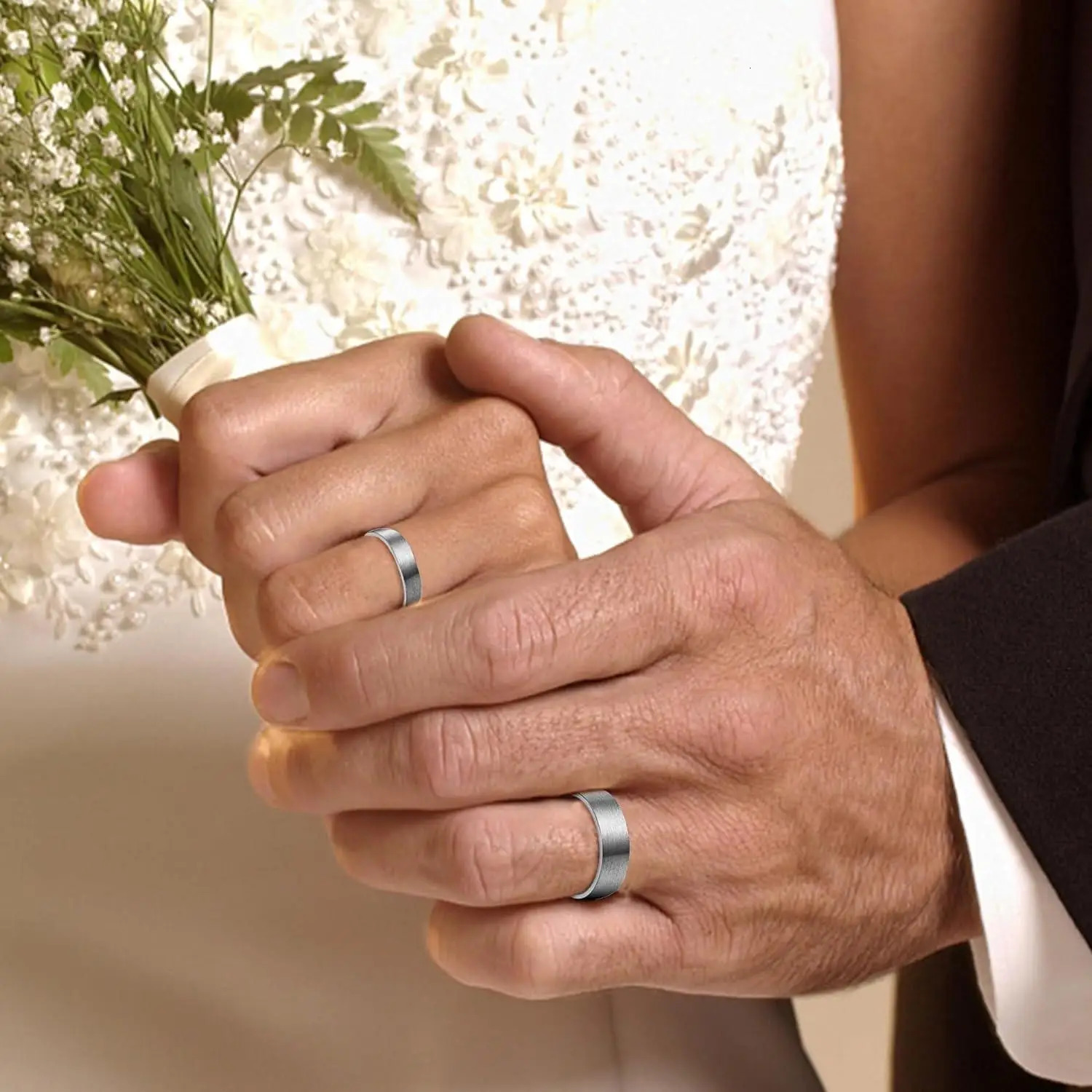 Fansilver Wedding Bands 925 Sterling Silver Ring for Men Silver Dome Brushed Matte Wedding Engagement Band Basic Rings Size 5-11 250218