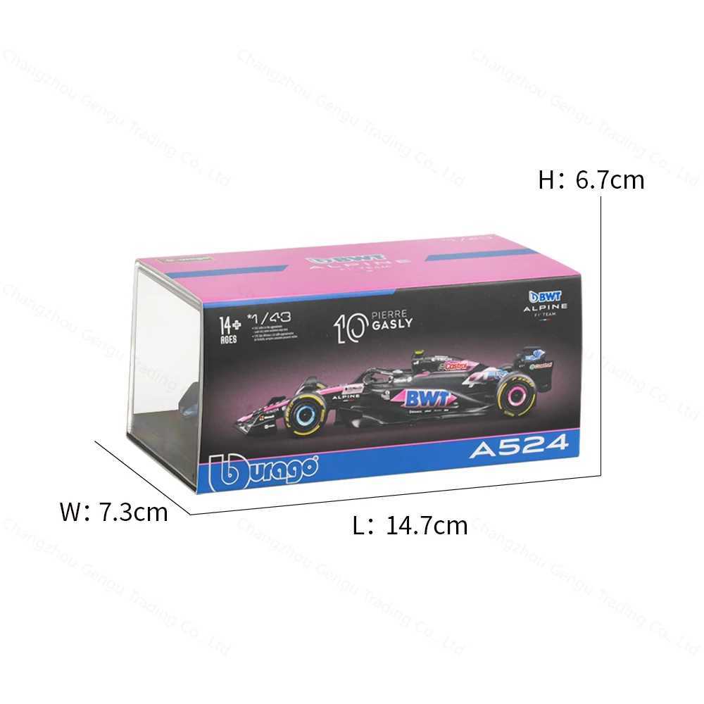 Download 1 43 BWT Alpine 2024 A524 Bahrain Japan F1 Forla Car Die Cast Vehicles Collectible Model Racing Toys Acrylic Box Free shipping