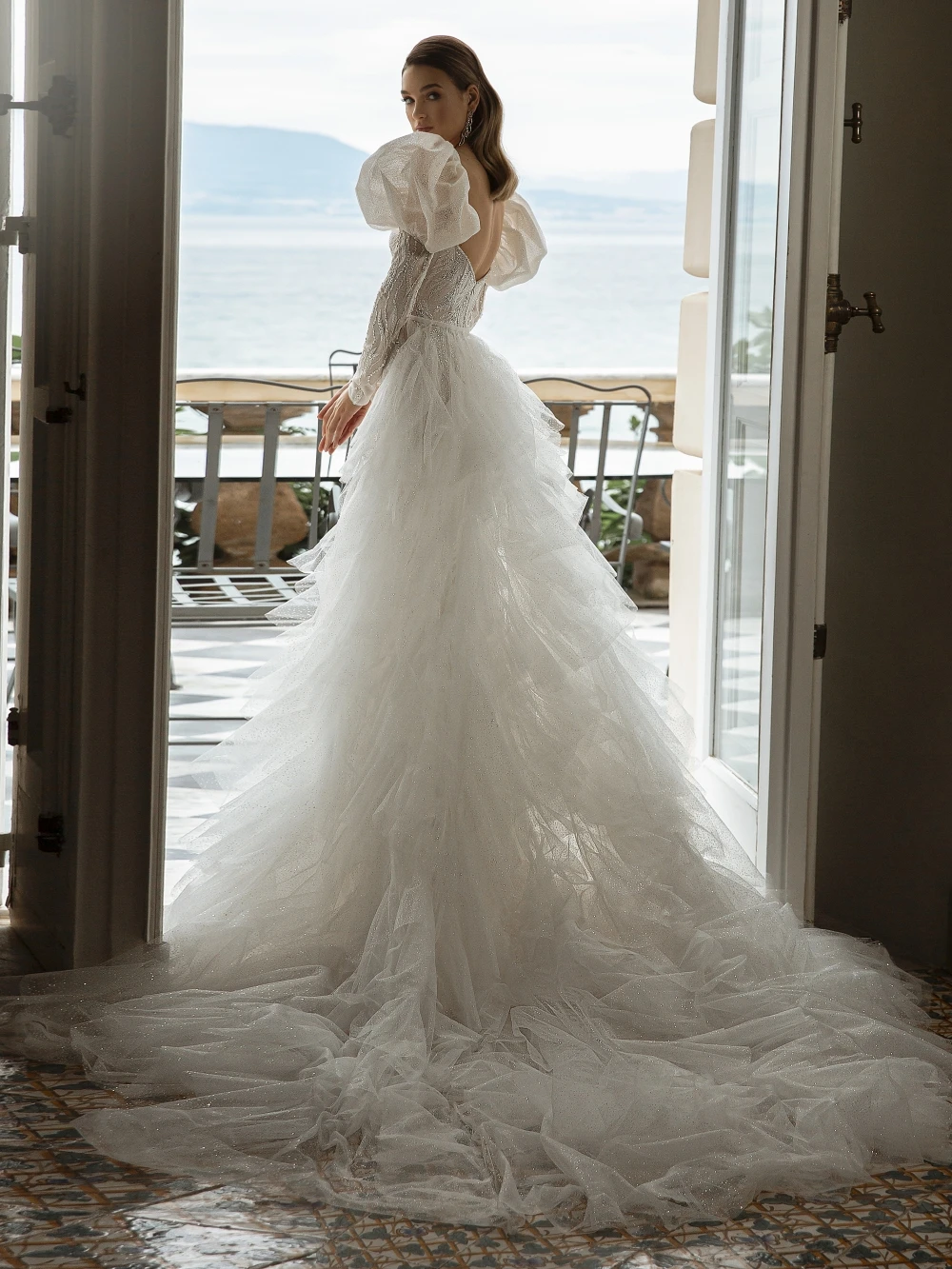 Mermaid Wedding Dress Sweetheart Neck Long Sleeves Bridal Gowns Sequins Detachable Train Dresses Custom Made vestidos de novia
