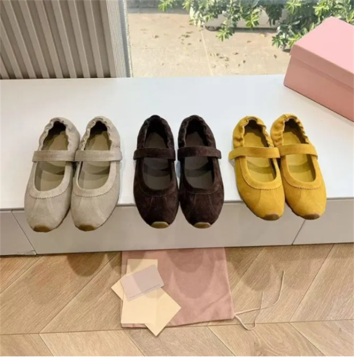 Ballet flat shoes Designer Professional Dance Shoes suede ballerinas Platform Shallow Mouth Single Shoe Casual Shoes women Loafers Canvas Shoe Sneakers size 35-40