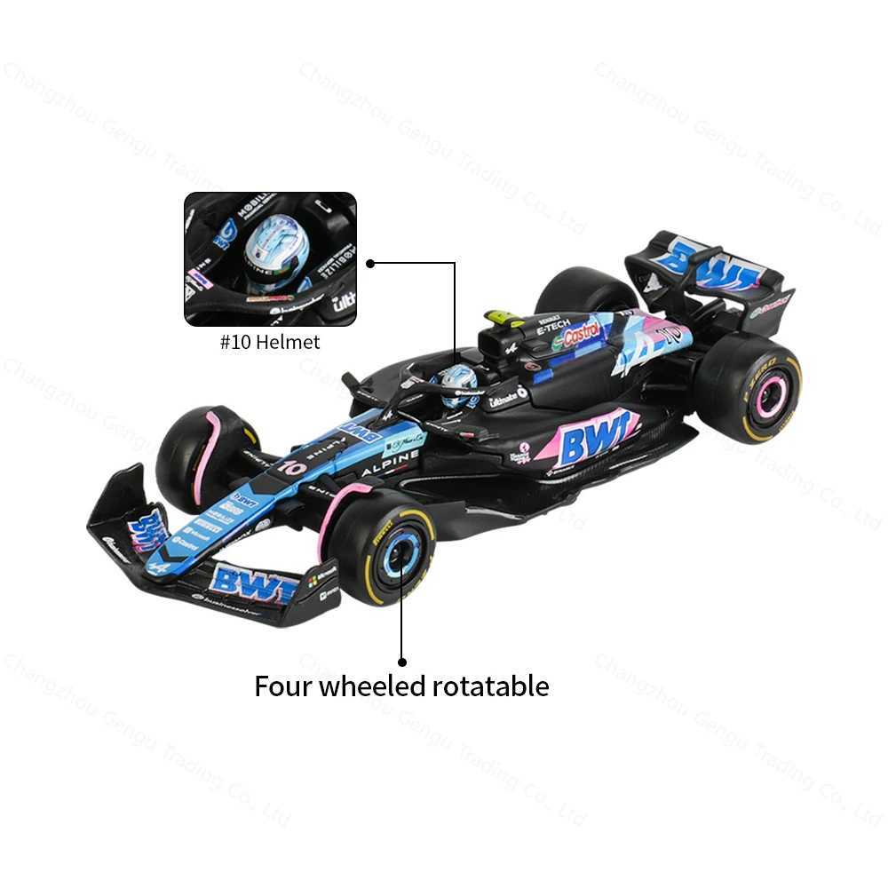 Download 1 43 BWT Alpine 2024 A524 Bahrain Japan F1 Forla Car Die Cast Vehicles Collectible Model Racing Toys Acrylic Box Free shipping
