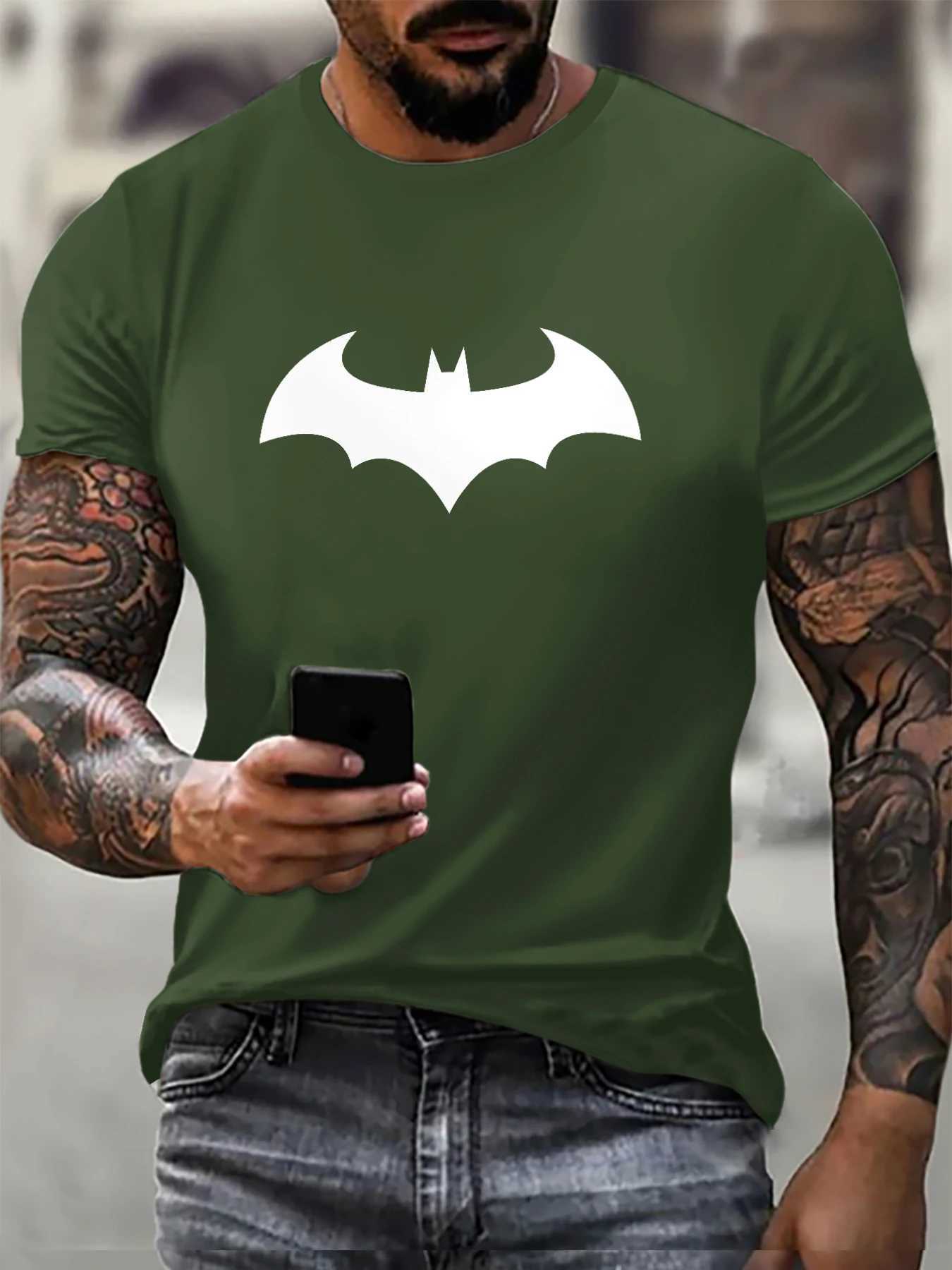 Fashion Bat Pattern Mens T-shirt Summer Short Sleeve Outdoor Street 3D Printed Hip Hop T-shirt 6XL Plus Size Casual Top W250224