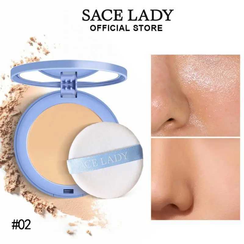SACE LADY Silky Smooth Pressed Powder Fully Cover Concealer Soft Mist Natural Lasting Makeup Powder Durable Waterproof CosmeticsXJ250224