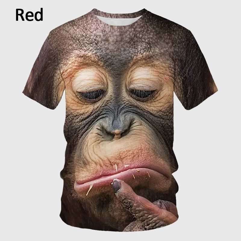 Printed Mens T-shirt Funny Monkey Fashion Trend Harajuku Animal Top Summer Leisure O-Neck Short Sleeve Plus Size Mens Street F W250224